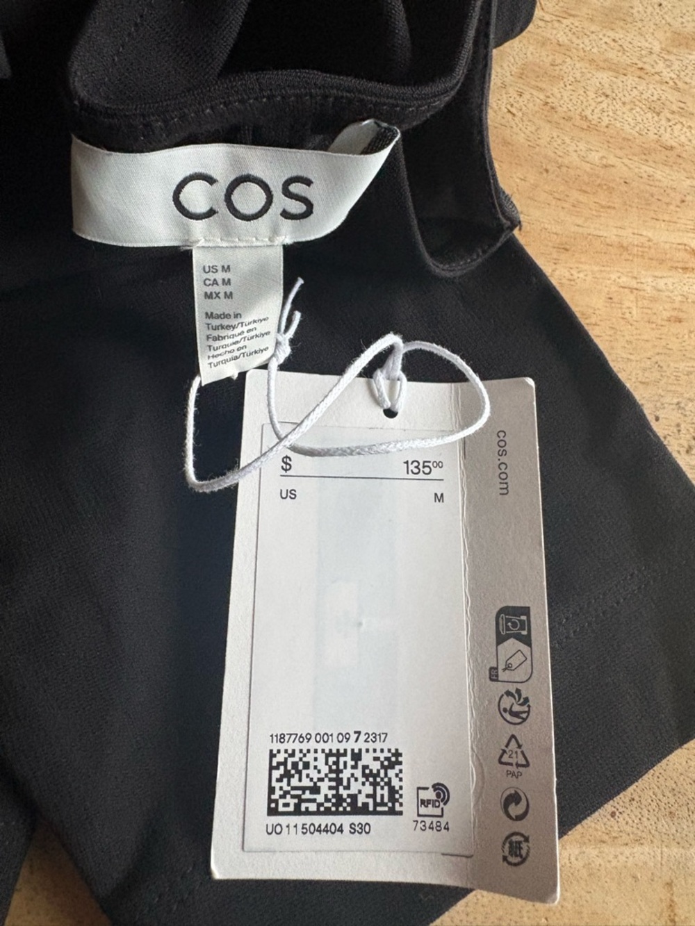 COS Black Gathered T-Shirt Midi Dress NWT Medium – Minimalist Chic - Picture 11 of 11